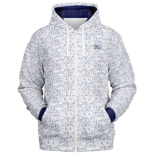 The Desert Full Zip - White / Blue