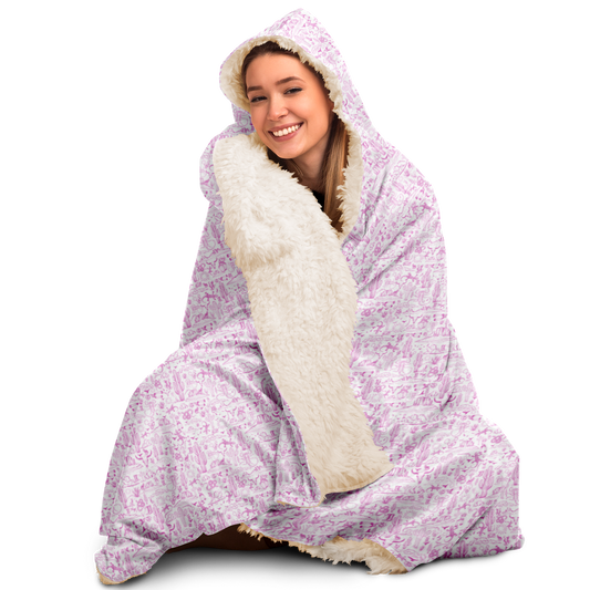 The Desert Hooded Blanket Sherpa - White / Pink