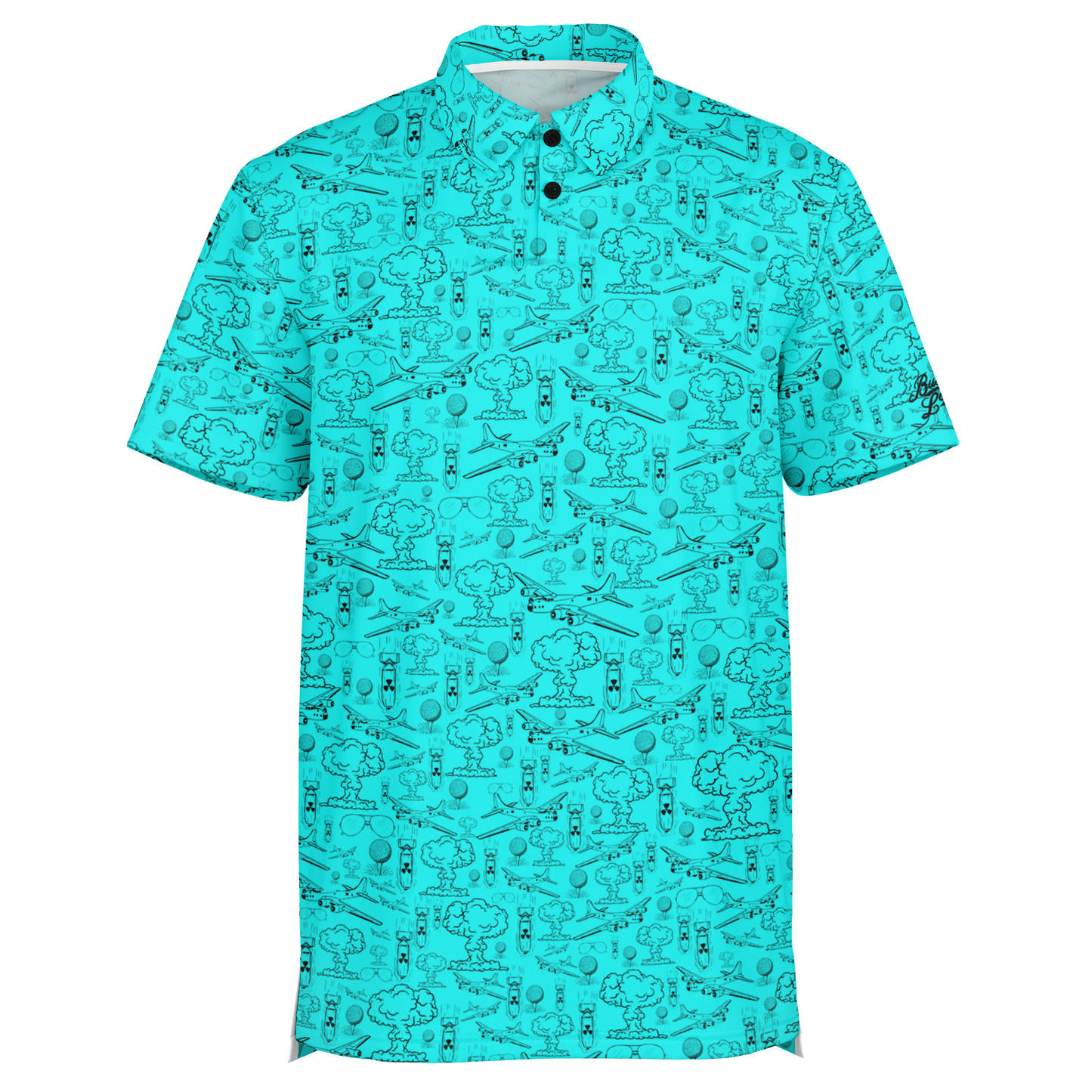 Dropping Bombs Golf Polo - Teal / Black