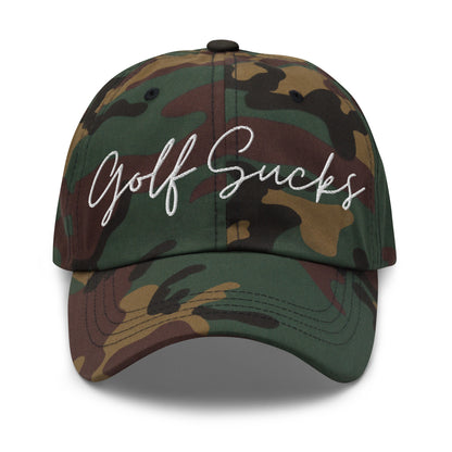 Golf Sucks Dad Hat White