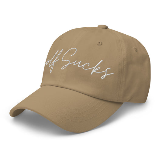 Golf Sucks Dad Hat White