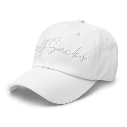 Golf Sucks Dad Hat White