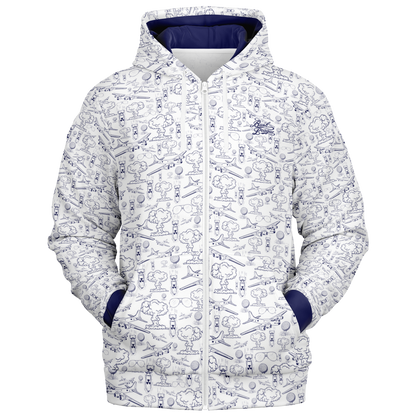 Dropping Bombs Full Zip Athletic Hoodie - White