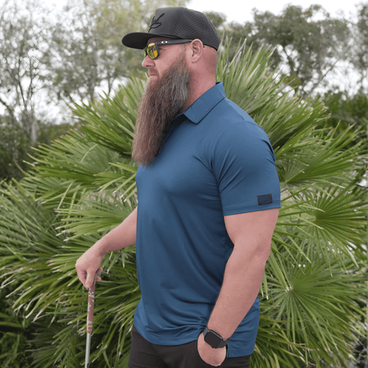 *NEW* Gun Metal Blue Golf Polo