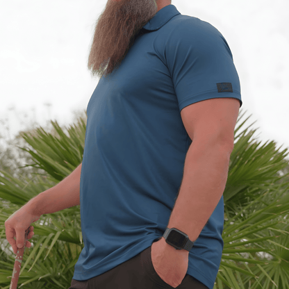 *NEW* Gun Metal Blue Golf Polo