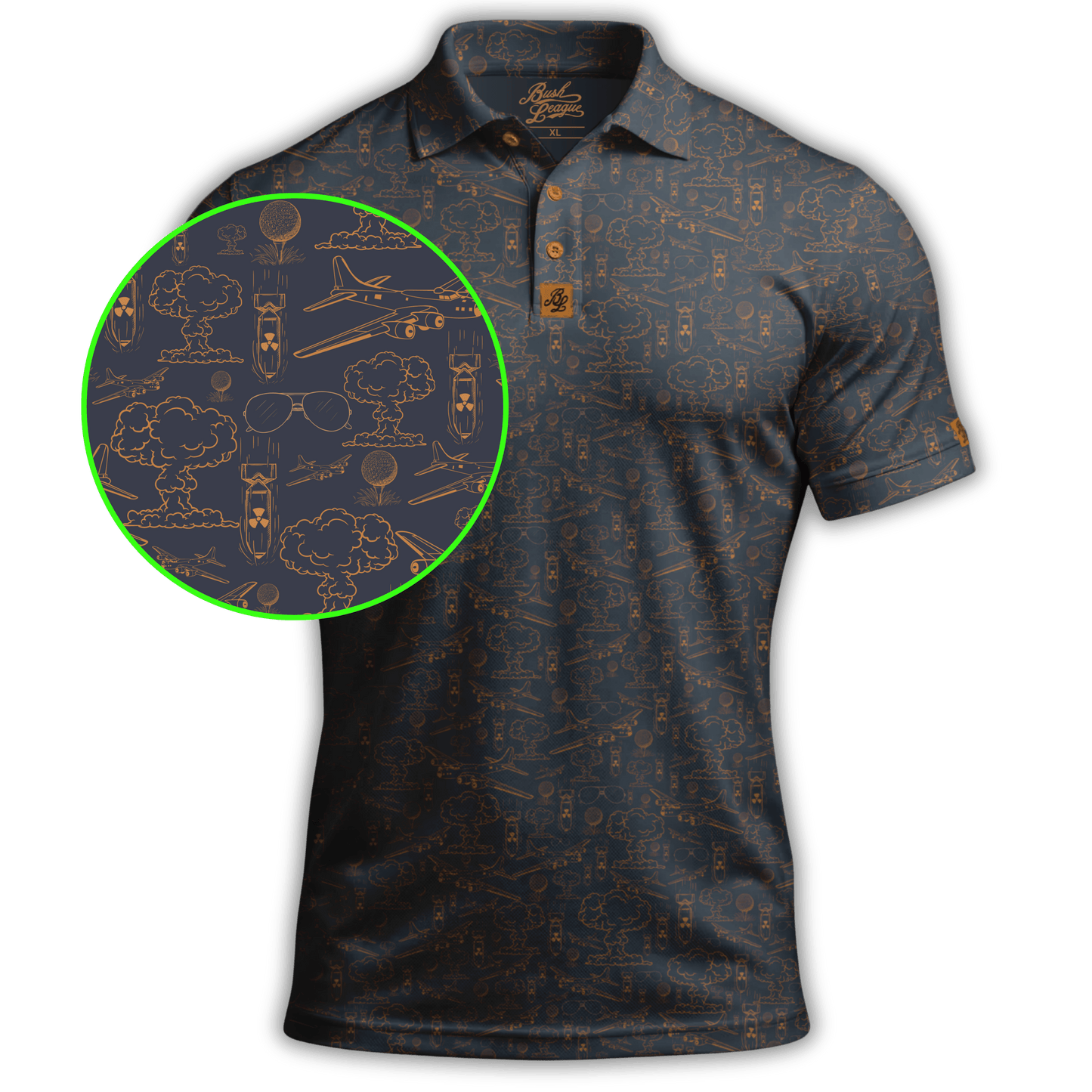 Dropping Bombs Golf Polo - Grey / Copper