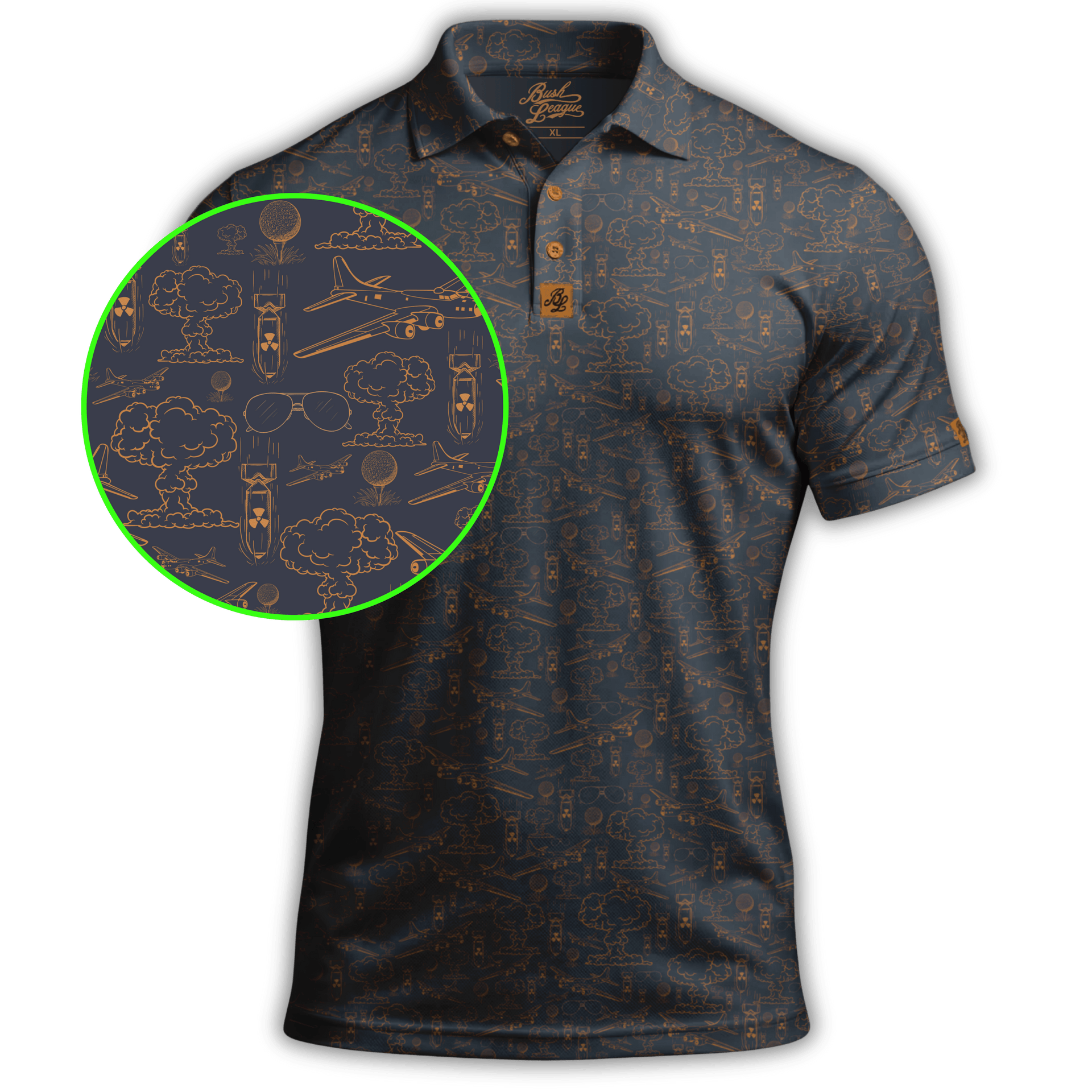Dropping Bombs Golf Polo - Grey / Copper | Bush League Golf Co.