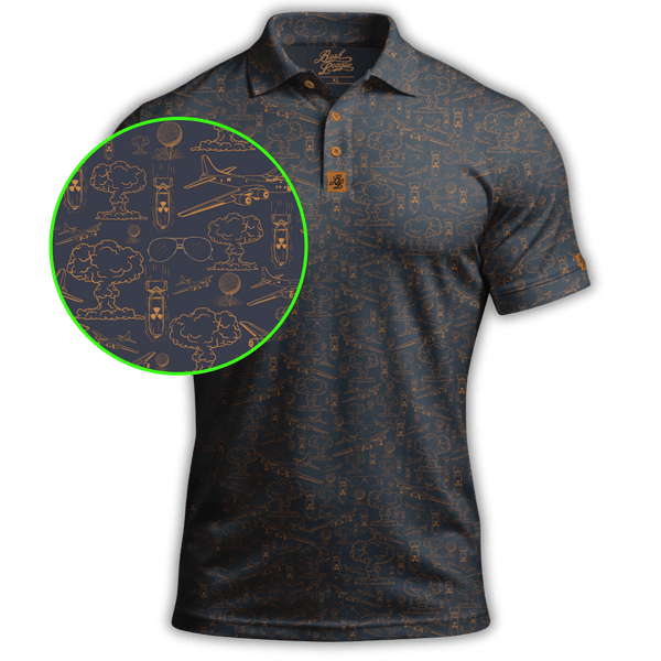 Dropping Bombs Golf Polo - Grey / Copper | Bush League Golf Co.