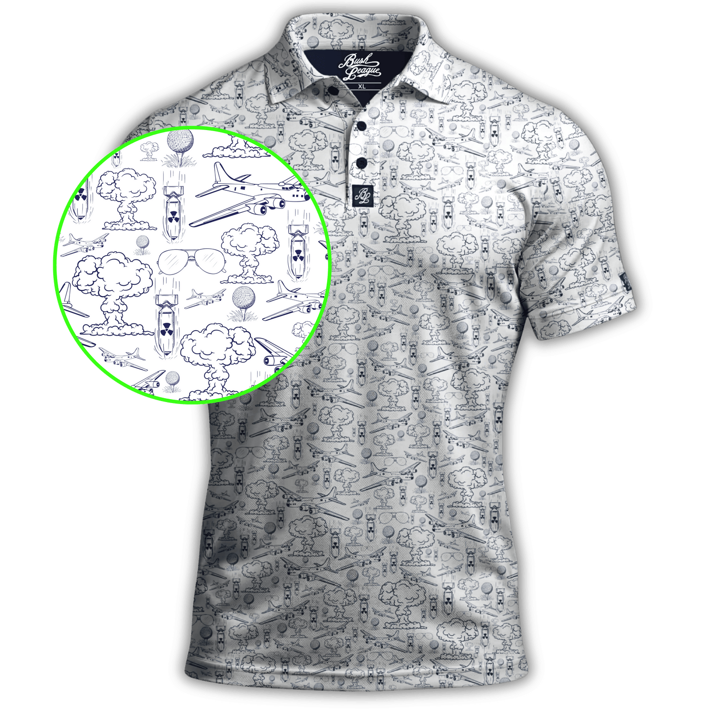 Dropping Bombs Golf Polo- White / Navy