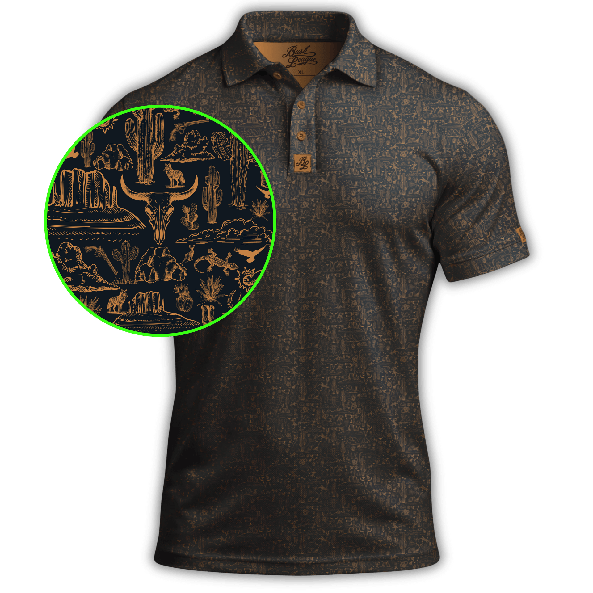 The Desert Golf Polo - Black / Copper | Bush League Golf Co.