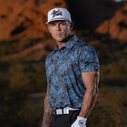 Hibiscus Golf Polo Blue