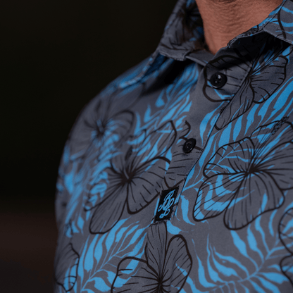 Hibiscus Golf Polo Blue