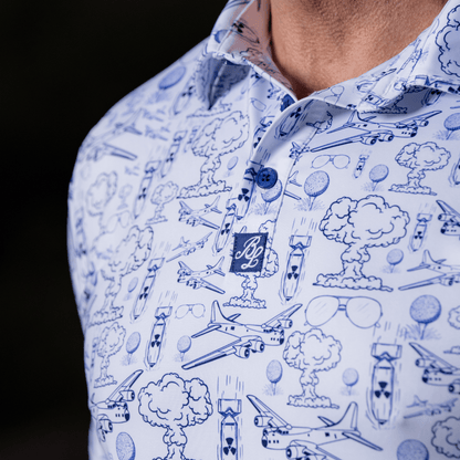 Dropping Bombs Golf Polo- White