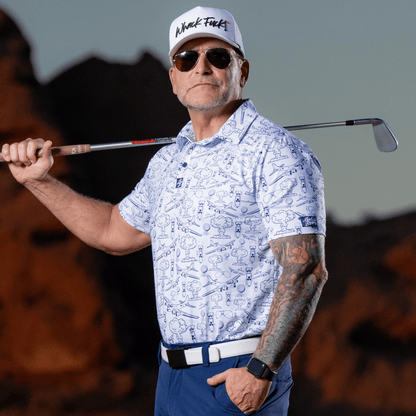 Dropping Bombs Golf Polo- White