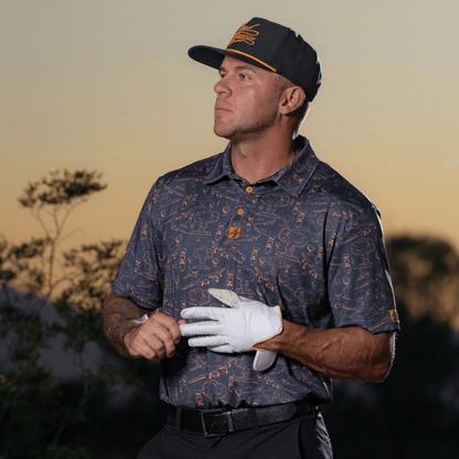 Dropping Bombs Golf Polo - Grey / Copper