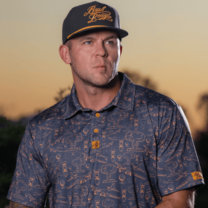 Dropping Bombs Golf Polo - Grey / Copper