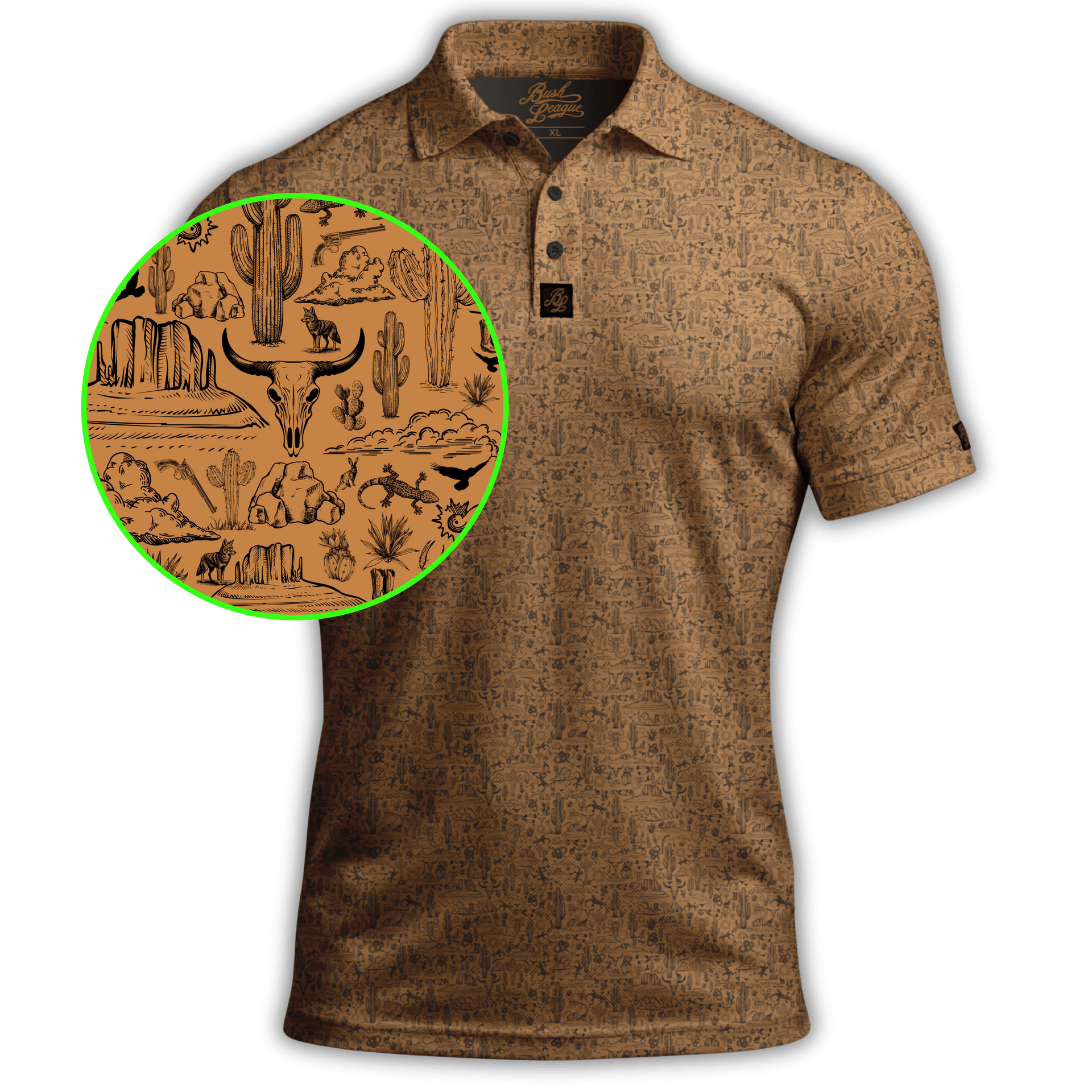 The Desert Golf Polo - Copper / Black | Bush League Golf Co.